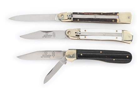 LOT OF 3: C.1970S-90S HUBERTUS SOLINGEN W. GERMANY AND GERMANY ROSTFREI STAG HANDLE AND SLIMLINE,