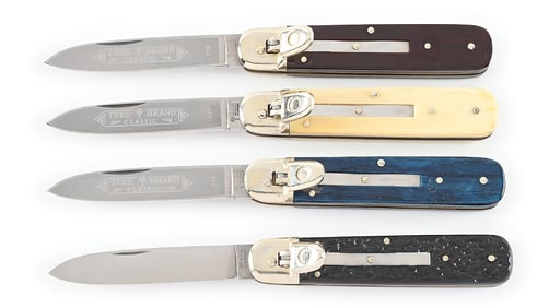 LOT OF 4: C.1970S-80S BOKER TREE BRAND CLASSIC LEVER LOCK SWITCHBLADES.