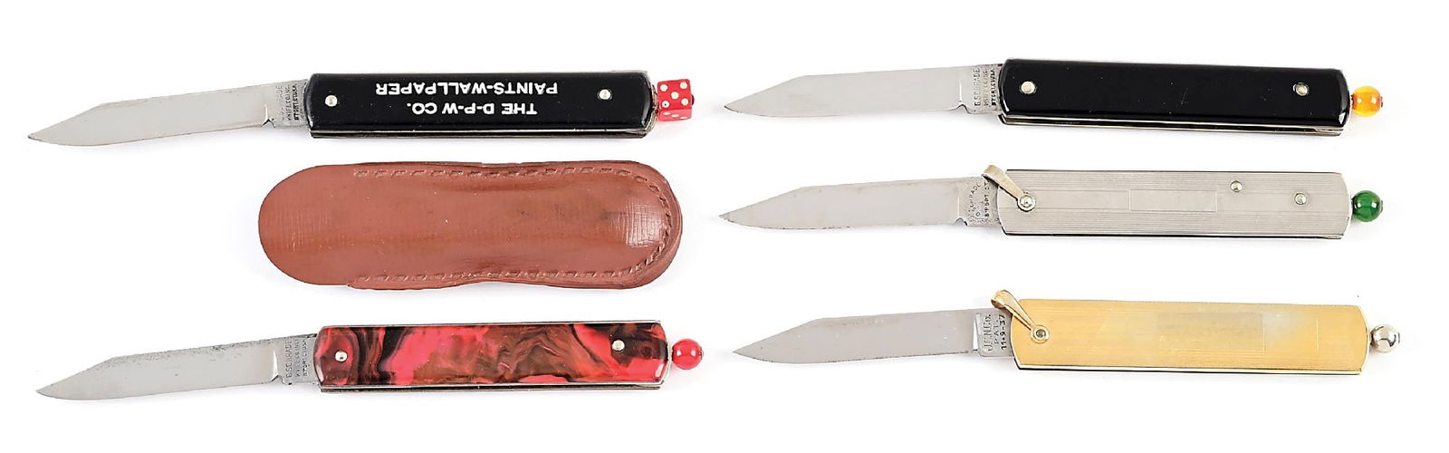 LOT OF 5: PULL BALL GEORGE SCHRADE AND JCN CO. SWITCHBLADES. (1 of 8)