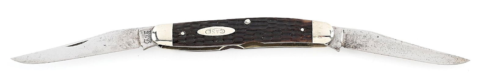 C. 1920-1940 CASE TESTED XX MUSKRAT WITH GREEN BONE HANDLES. (1 of 6)