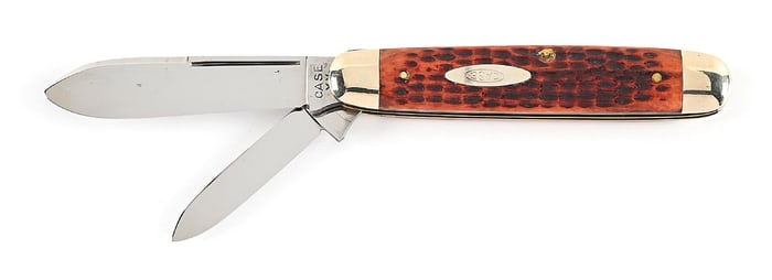 C. 1940-1964 CASE XX6294 LP LARGE CIGAR PATTERN WITH RED BONE HANDLES.