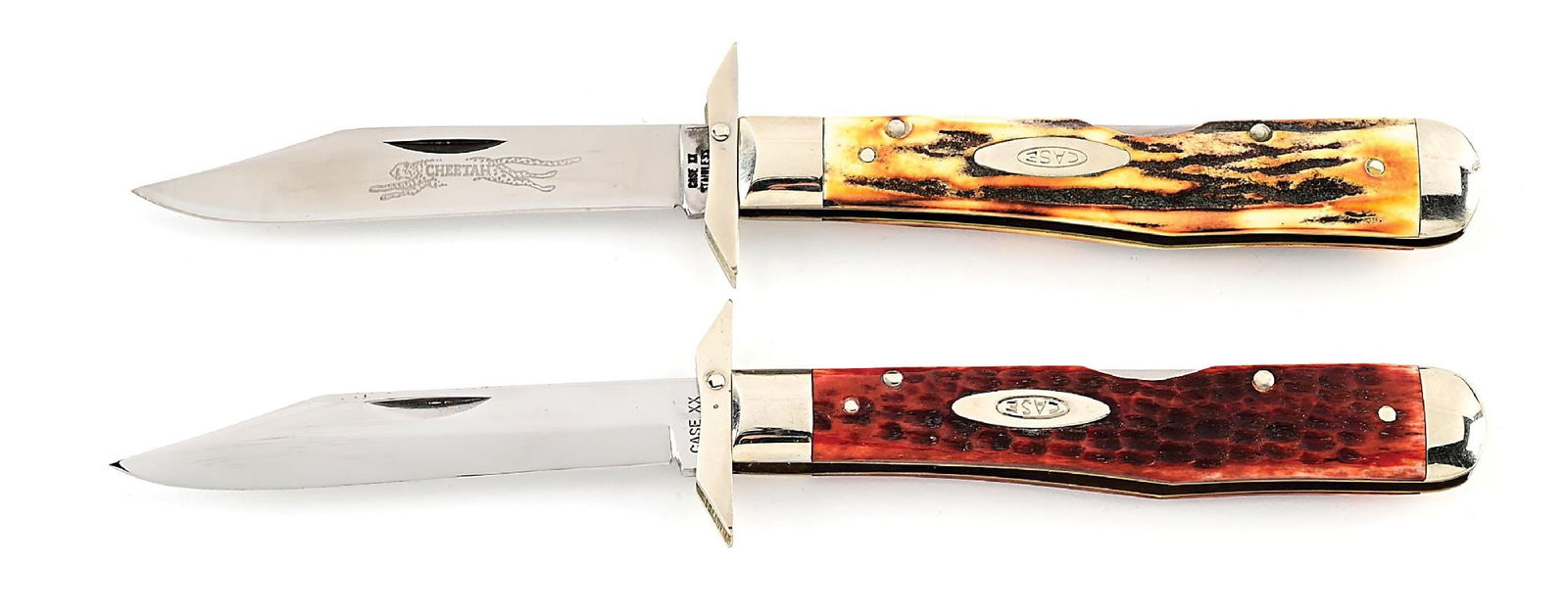 LOT OF 2: CASE XX USA 5111-1/2LSSP STAG CHEETAH FOLDING GUARD AND CASE XX USA 6111-1/2L FOLDING (1 of 10)