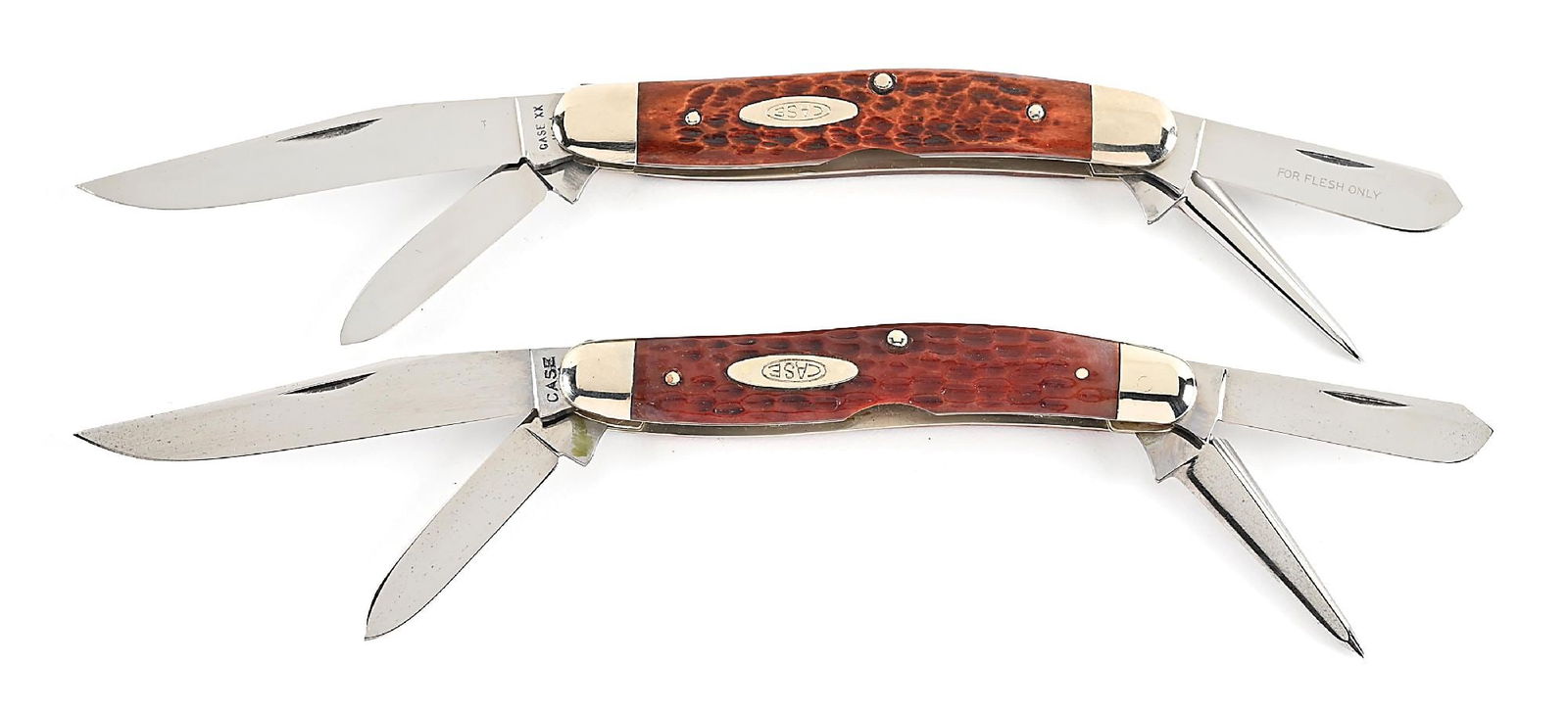 LOT OF 2: CASE XX 64047P AND 64047P EIGHT DOT FOUR BLADE STOCKMANS WITH PUNCH BLADE JIGGED BONE (1 of 10)