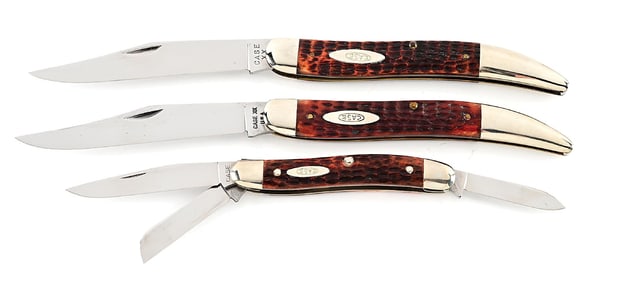 LOT OF 3: CASE XX 61093 RED BONE TOOTHPICK, CASE XX USA 61093 RED BONE TOOTHPICK, AND CASE XX 6318HE