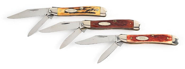 LOT OF 3: CASE XX 5220 STAG PEANUT, CASE XX 6220 ROGERS BONE PEANUT, AND CASE XX 6220 RED ROGERS