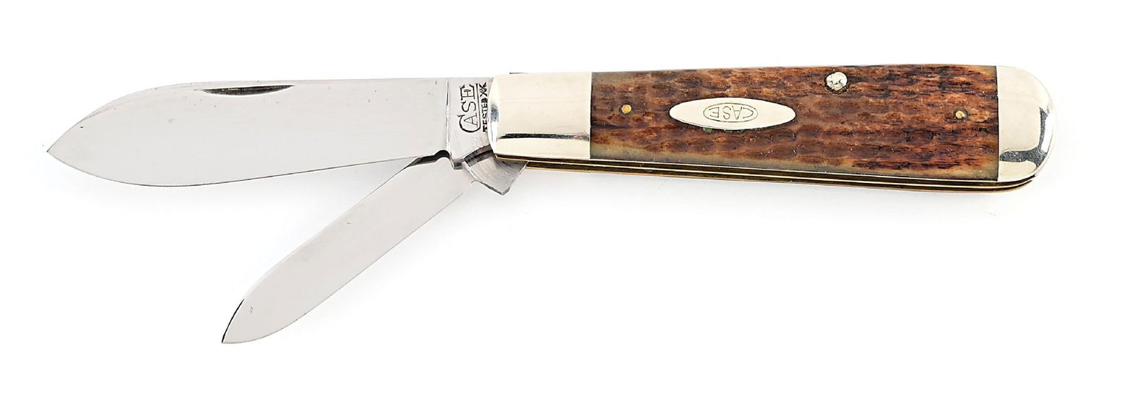 C. 1920-1940 CASE TESTED XX 6299 TORPEDO JACK WITH GREEN BONE HANDLES.: Appears unused and unsharpened. The regular pull main blade is tang stamped “CASE Tested XX” on the obverse. Pre-1949. Correct configuration with no pattern number on the reverse. High 
