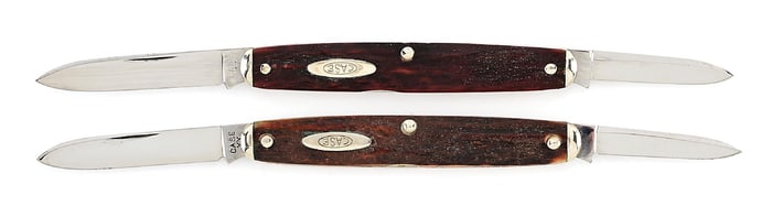 LOT OF 2: CASE XX 5260 RED STAG EQUAL END WITH TIP BOLSTERS.