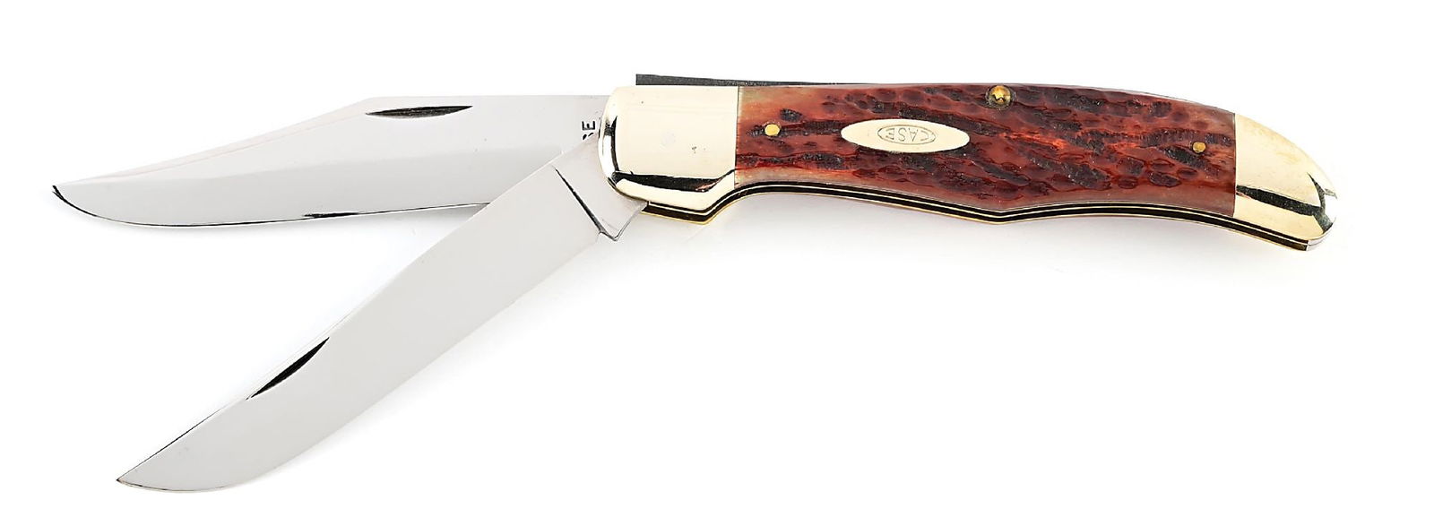 C. 1940-1964 CASE XX 6265 SAB HIGH PULL 2 BLADE FOLDING HUNTER WITH SECOND CUT RED BONE HANDLE. (1 of 7)