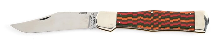 OLCUT UNION CUT CO. COKE BOTTLE FOLDING HUNTER WITH MULTI-COLOR CHRISTMAS TREE GLITTER STRIPE