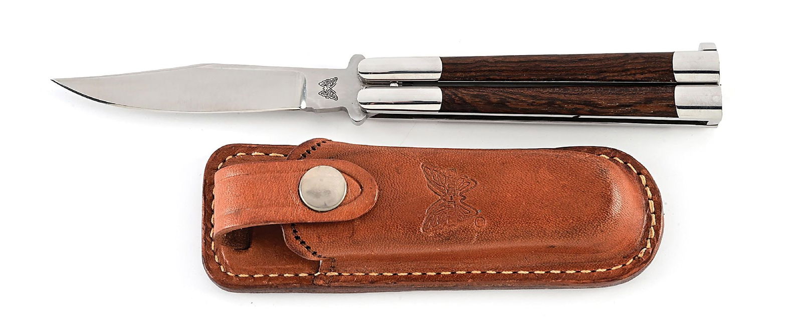 RARE CUSTOM JODY SAMSON GROUND IMADA HIGH HOLLOW BLADE BALI-SONG USA BUTTERFLY KNIFE.: Appears unused and unsharpened. Hand ground Imada high hollow blade is tang marked with the Bali-Song butterfly logo (no Registered Trademark logo) on obverse and “BALI-SONG USA” on revers