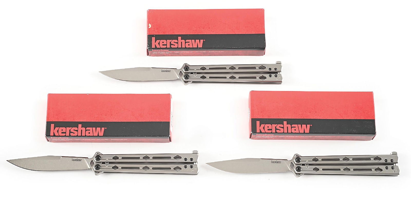 LOT OF 3: KERSHAW LUCHA 5150 BUTTERFLY BALISONG KNIVES IN THE ORIGINAL BOXES. (1 of 11)