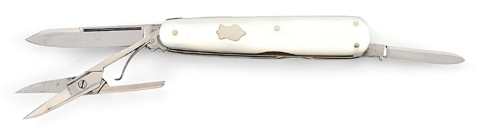 C. PRE-1920S E.C. SIMMONS KEEN KUTTER ST. LOUIS, MO MOTHER OF PEARL PATTERN 3758 MULTI-BLADE (1 of 8)