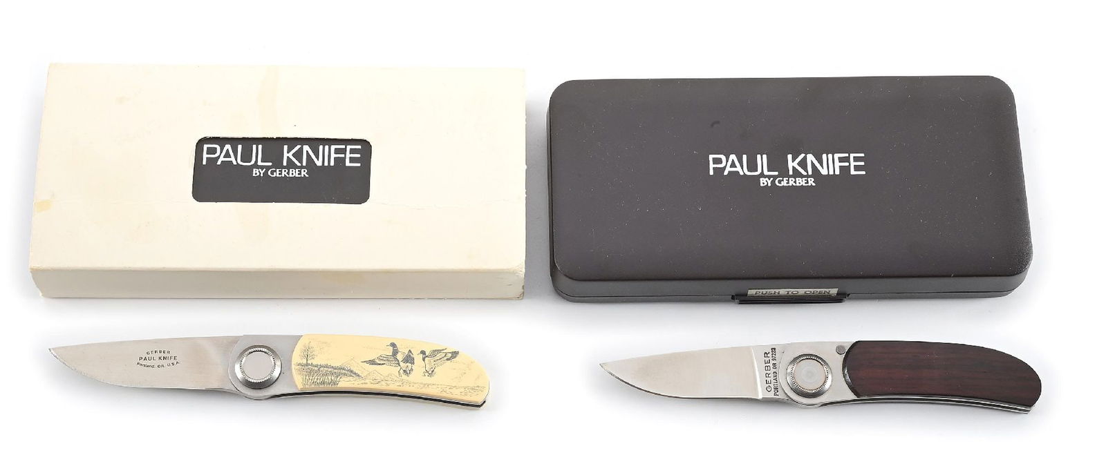 LOT OF 2: C. 1970S-80S GERBER PAUL KNIVES IN ORIGINAL BOXES. (1 of 7)