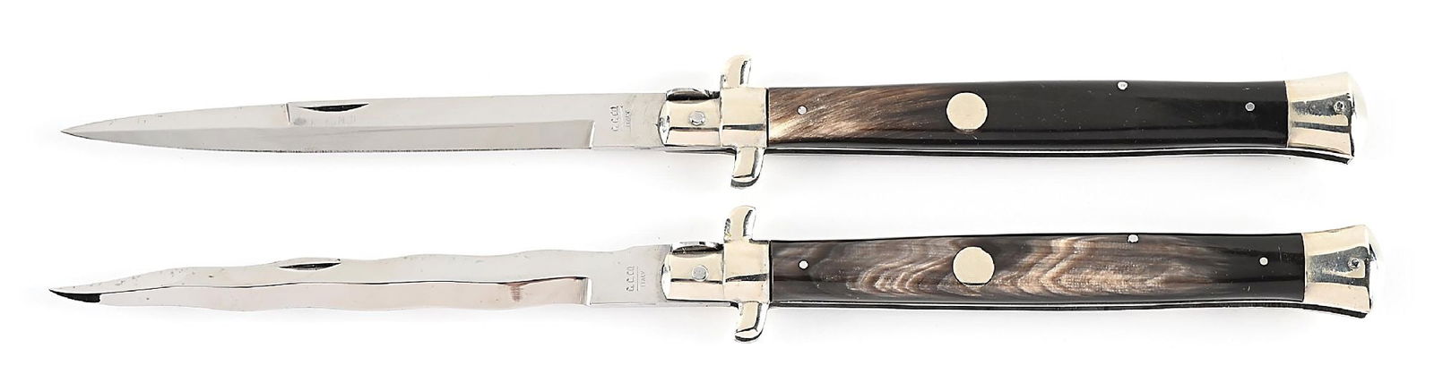 LOT OF 2: C. 1950S-60S GUTMANN CUTLERY CO. 13” OPEN MANUAL PICK LOCK STILETTOS WITH KRIS & (1 of 8)