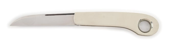 CUSTOM MADE TOMONARI HAMADA NICKEL SILVER CIGAR CUTTER KNIFE.