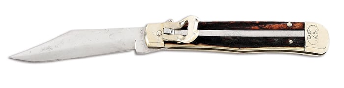 RARE. C. 1920-1940 CASE’S TESTED XX 5161L SMALL STAG HANDLE LEVER LOCK SWITCHBLADE.