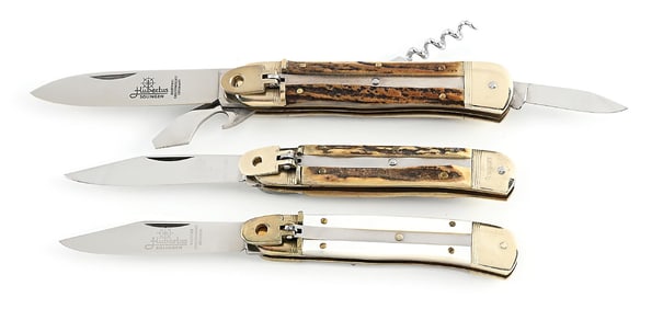 LOT OF 3: C.1970S-90S HUBERTUS SOLINGEN W. GERMANY AND GERMANY ROSTFREI STAG HANDLE SCOUT, MOTHER OF