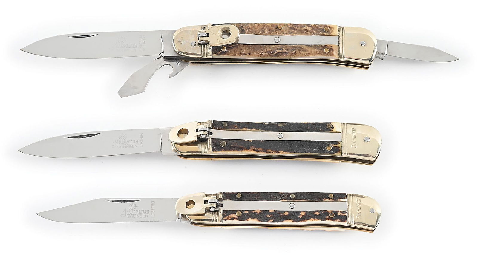 LOT OF 3: C.1960S-80S HUBERTUS SWITCHBLADES INCLUDING SPRINGER MARKED. SCOUT/UTILITY SWITCHBLADES. (1 of 14)