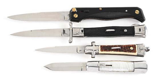 LOT OF 4: C. 1960S FRENCH AND SPANISH STILETTO SWITCHBLADES.