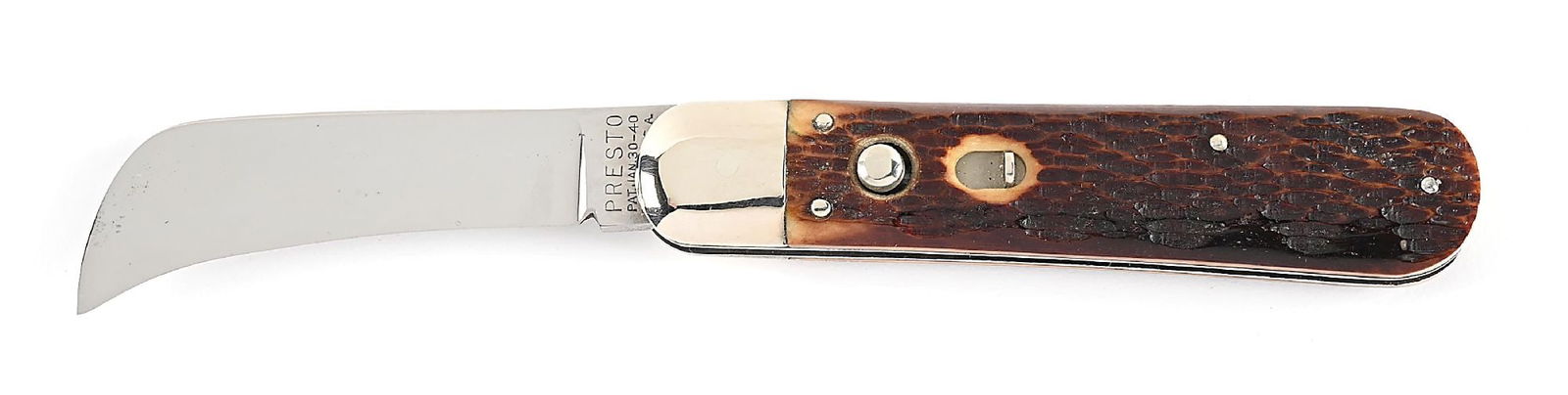 PRESTO PAT. JAN. 30-40 MADE IN USA, GEO. SCHRADE KNIFE CO. INC. B’PORT, CONN. BONE HANDLE (1 of 7)