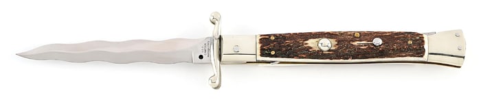 C. 2008 A.G.A. CAMPOLIN MANIAGO KRIS BLADE ITALIAN STILETTO SWING GUARD LOCK BACK SWITCHBLADE WITH