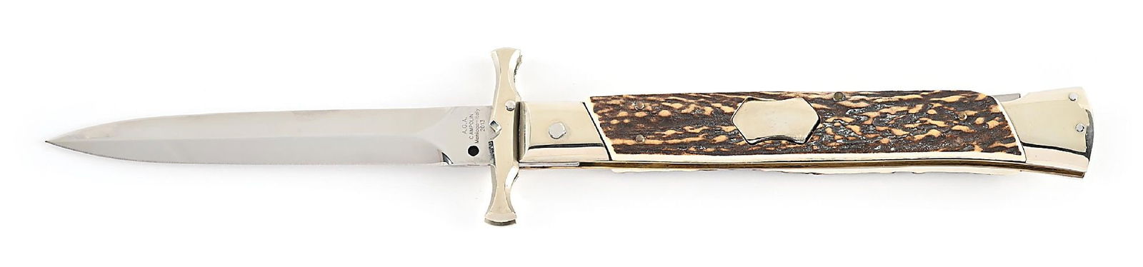 C. 2013 A.G.A. CAMPOLIN MANIAGO ITALY ITALIAN STILETTO BAT WING SWING GUARD LOCK BACK SWITCHBLADE (1 of 6)