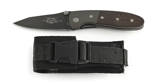 08/2002 # 7234 MICROTECH L.C.C. GREG LIGHFOOT DOUBLE ACTION SWITCHBLADE WITH MICARTA HANDLES.