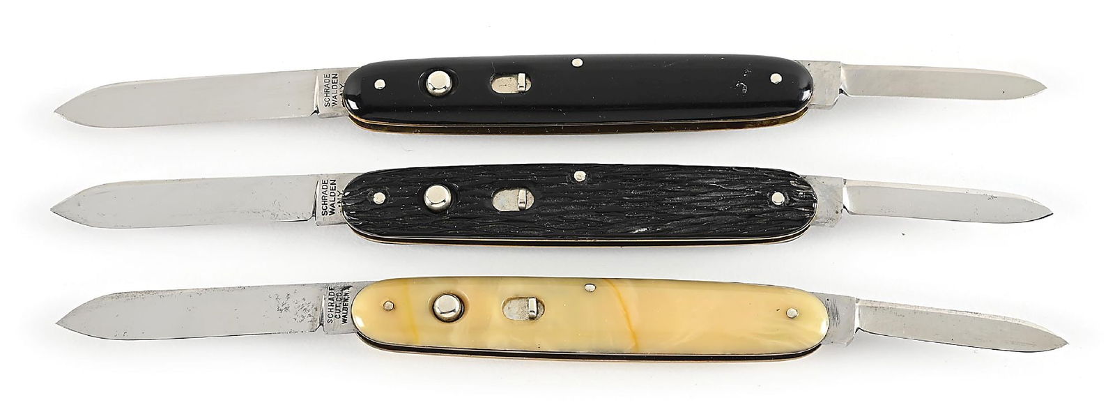 LOT OF 3: SCHRADE DOUBLE BLADE SWITCHBLADES. (1 of 13)