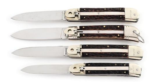 LOT OF 4: C. 1950S-70S VIRGINIA INOX, SOLINGEN CUT CO., YORK CUTLERY, AND RAMON JIGGED BONE HANDLE