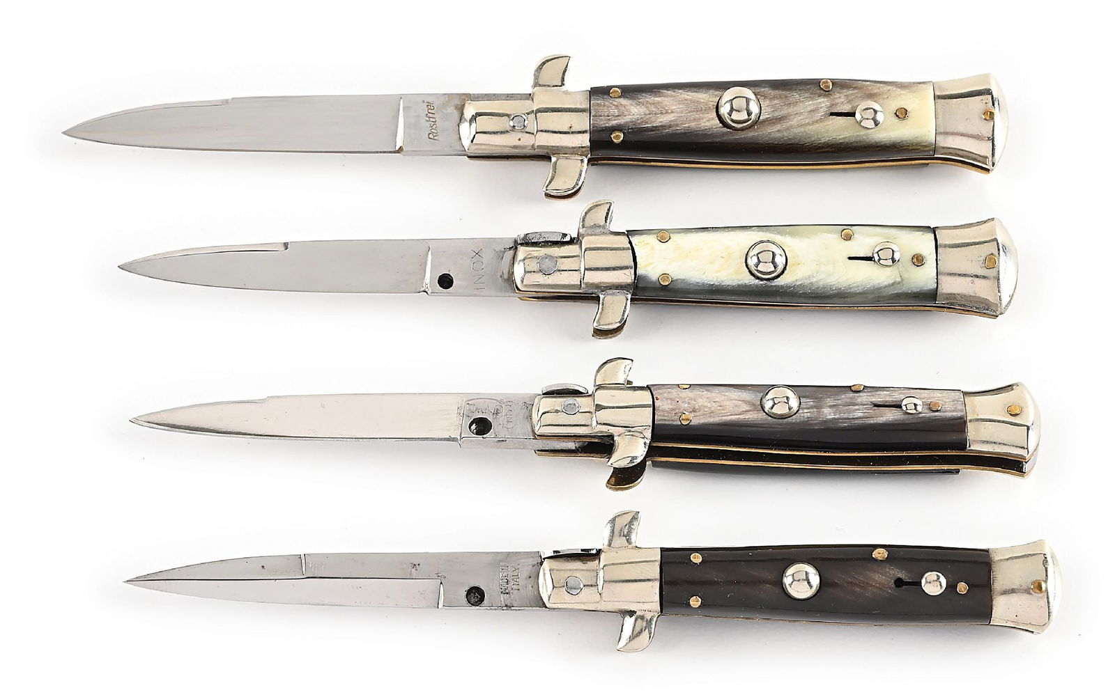 LOT OF 4: C. 1950S-60S ITALIAN STILETTO SWITCHBLADES INCLUDING PICK LOCKS, SWIVEL BOLSTERS, AND (1 of 13)