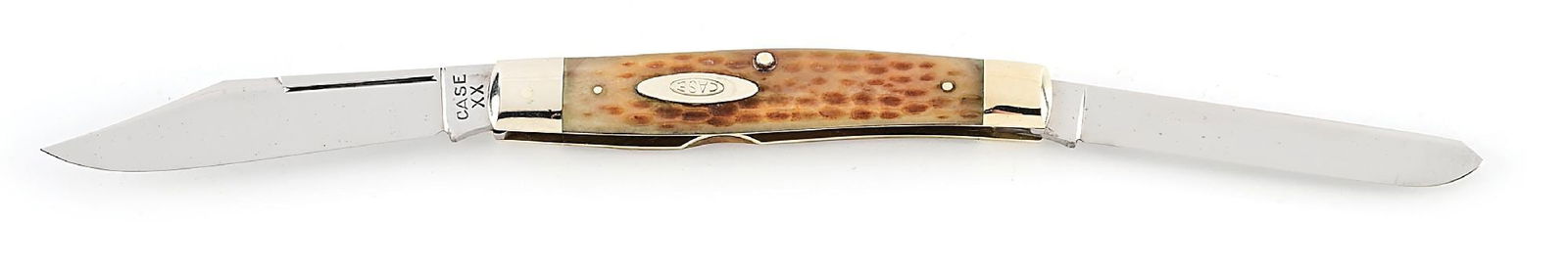 C. 1940-1964 CASE XX 6275SP LP. LONG PULL MOOSE PATTERN LONG PULL MAIN BLADE WITH JIGGED GREEN BONE (1 of 7)