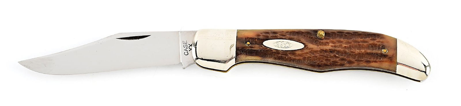 C. PRE-1949 CASE XX 5165 HIGH PULL FLAT GROUND BLADE FOLDING HUNTER WITH SECOND CUT STAG HANDLE. (1 of 6)