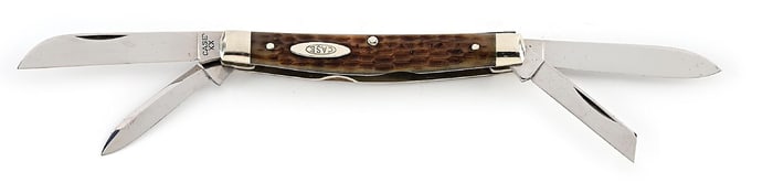 C. 1940-1964 CASE XX (PRE-1949) 62052 CONGRESS FOUR BLADE WITH GREEN BONE HANDLES.