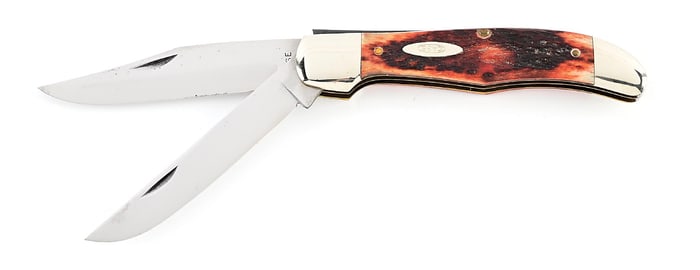 C. 1940-1964 CASE XX TANG STAMP 6265 SAB REGULAR PULL FOLDING HUNTER WITH LATE RED ROGERS BONE