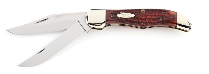 C. 1940-1964 CASE XX TANG STAMP 6265 SAB REGULAR PULL FOLDING HUNTER WITH SECOND CUT RED BONE