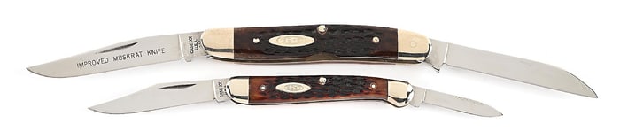 LOT OF 2: CASE XX USA THREE TO NINE DOT HAWBAKER SPECIAL IMPROVED MUSKRAT AND CASE XX USA 10 DOT