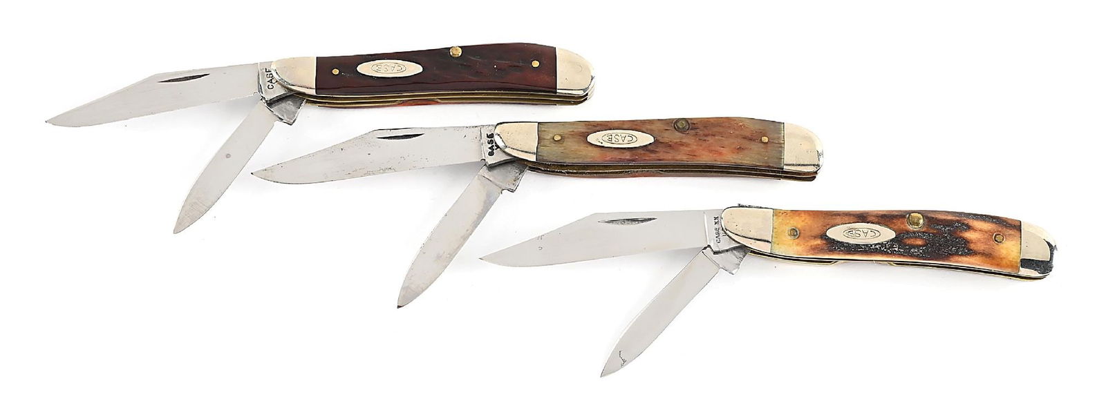 LOT OF 3: CASE XX 6220 BONE HANDLE PEANUT, CASE XX USA 5220 STAG HANDLE PEANUT, AND CASE XX 6220 (1 of 11)
