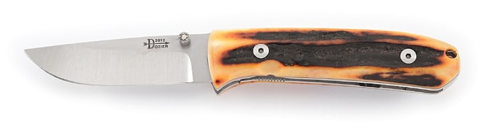BOB DOZIER 2012 AMBER STAG CUSTOM TITANIUM LINER LOCK SMALL TRAPPER.