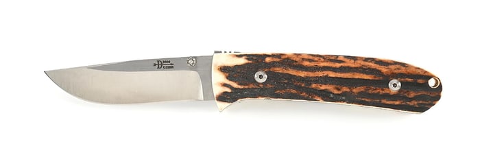 BOB DOZIER 2006 CUSTOM STAG HANDLE TITANIUM LINER LOCK TRAPPER.