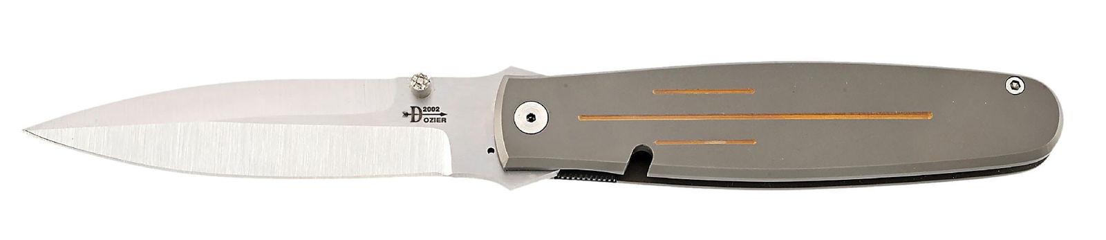 RARE. ROBERT DOZIER CUSTOM THORN TITANIUM LINER LOCK FOLDER WITH HALF GRIND DAGGER BLADE. (1 of 5)