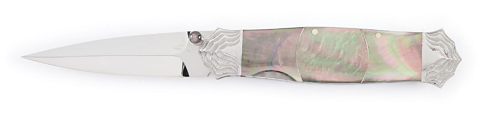 CUSTOM MADE KOJI HARA BLACK LIP MOTHER OF PEARL ORNATE LINER LOCK FOLDER. (1 of 6)