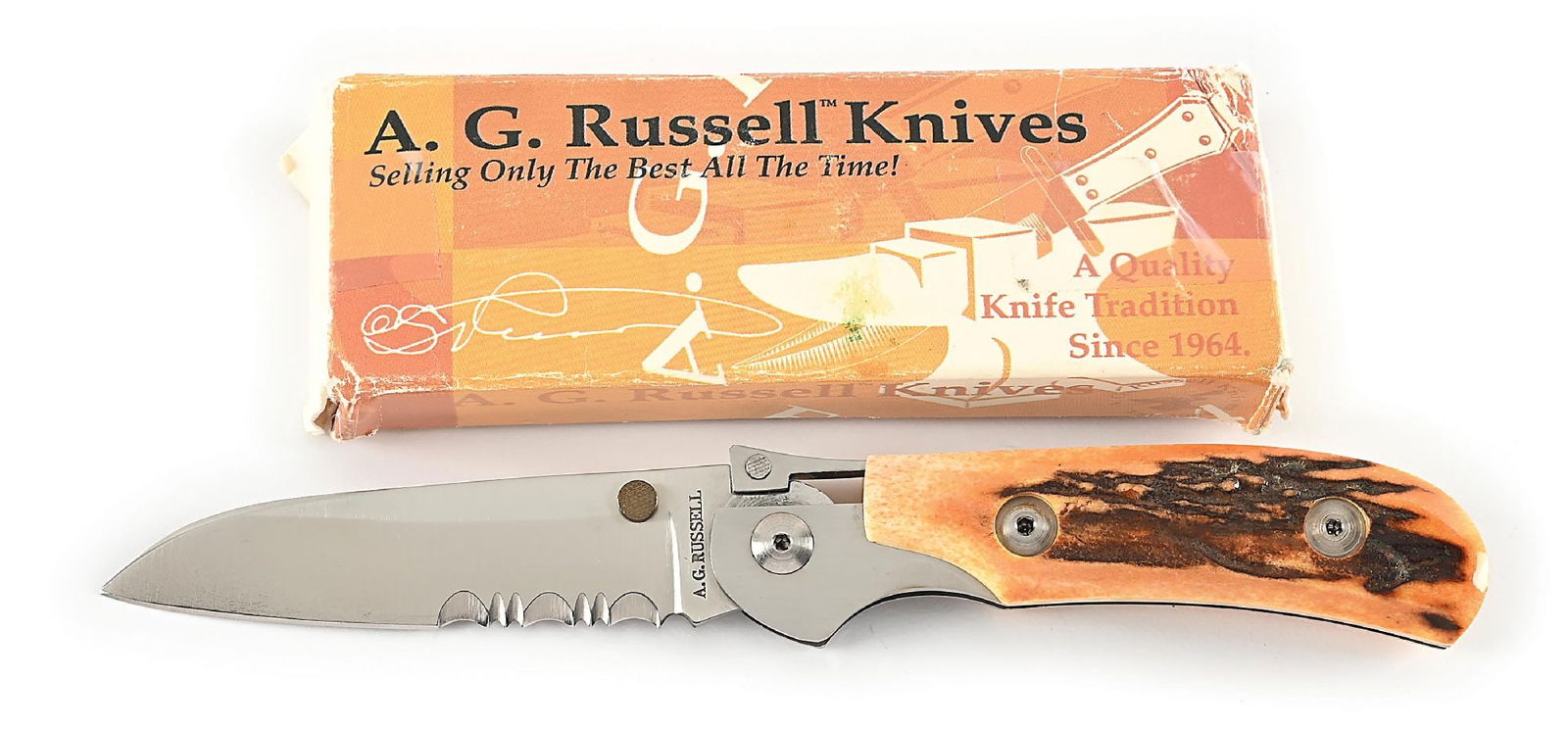 AG RUSSELL K87PH-S ONE-HAND KNIFE WITH RED STAG HANDLES. (1 of 9)