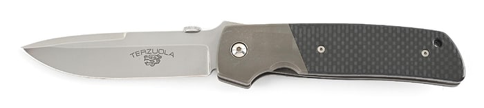 ROBERT TERZUOLA ATCF TITANIUM AND CARBON FIBER LINER LOCK FOLDER.