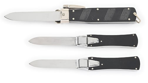 LOT OF 3: C. 1950S ANTON WINGEN JR. AND OTHELO GRAVITY KNIVES.