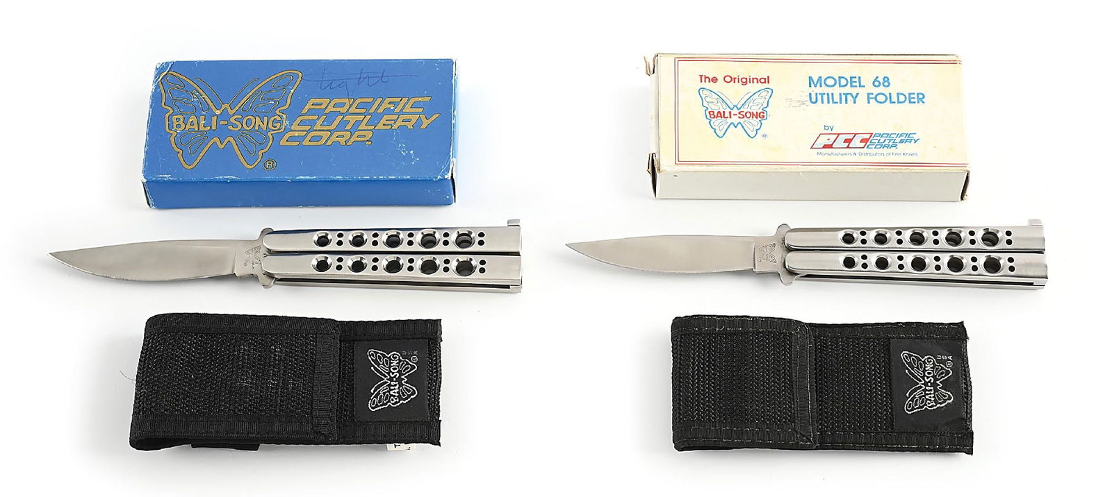 LOT OF 2: PACIFIC CUTLERY CORP. BALI-SONG BUTTERFLY KNIVES #68 IN ORIGINAL BOXES. (1 of 11)