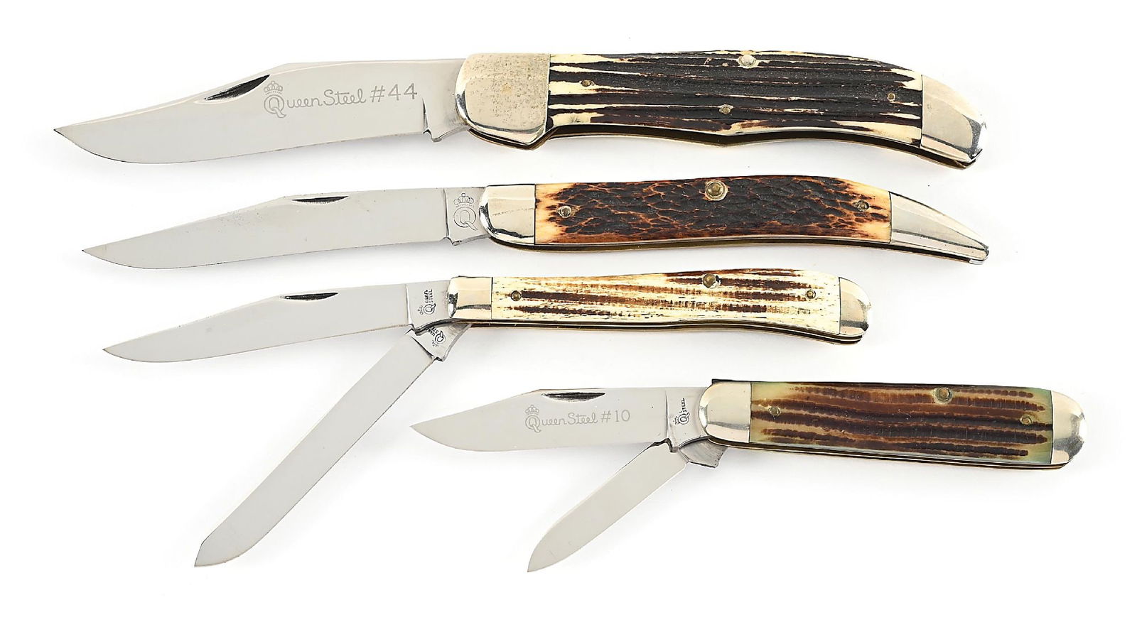 LOT OF 4: C. 1940S-50S QUEEN CUTLERY WINTERBOTTOM & ROGERS BONE POCKET KNIVES. (1 of 10)