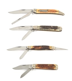 LOT OF 4: C. 1940S-50S QUEEN POCKET KNIVES.