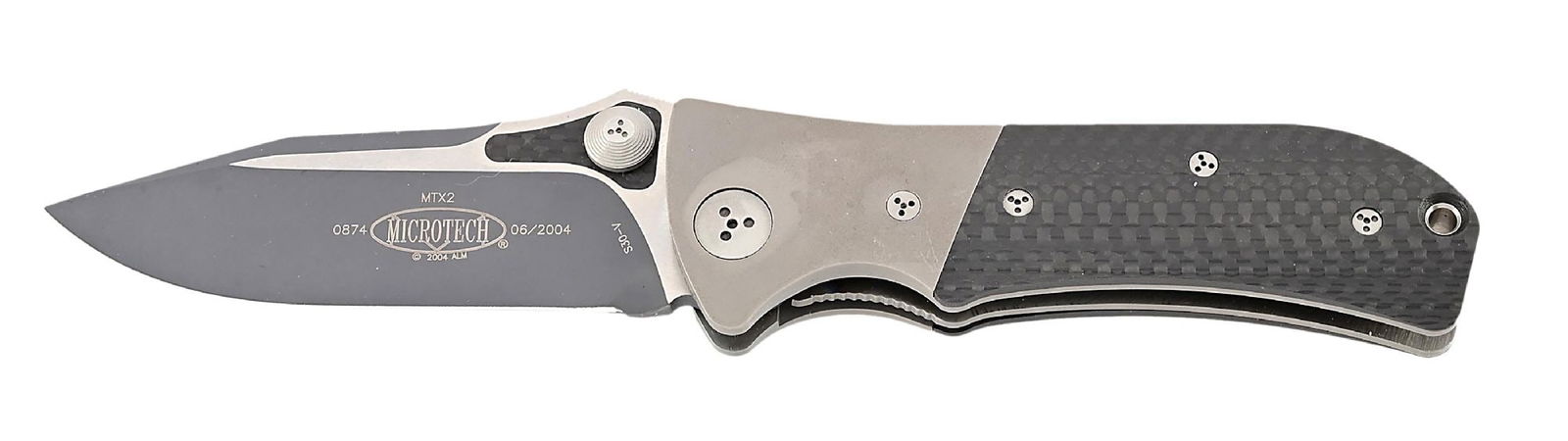 RARE. MICROTECH 06/2004 MICROTECH KNIVES MT2 BOLSTER RELEASE DOUBLE ACTION DAGGER LOGO SWITCHBLADE (1 of 7)