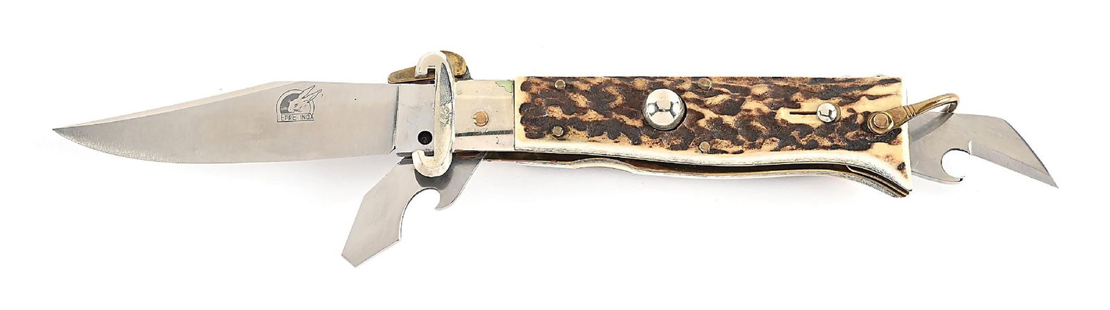 C. 1950S-60S LEPRE STAG HANDLE MULTI-BLADE SHOT SHELL PULLER FULCRUM LOCK SPORTSMAN’S (1 of 6)