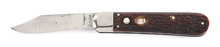 C. 1930S REMINGTON 2303 PATTERN JIGGED BONE HANDLE SWITCHBLADE.